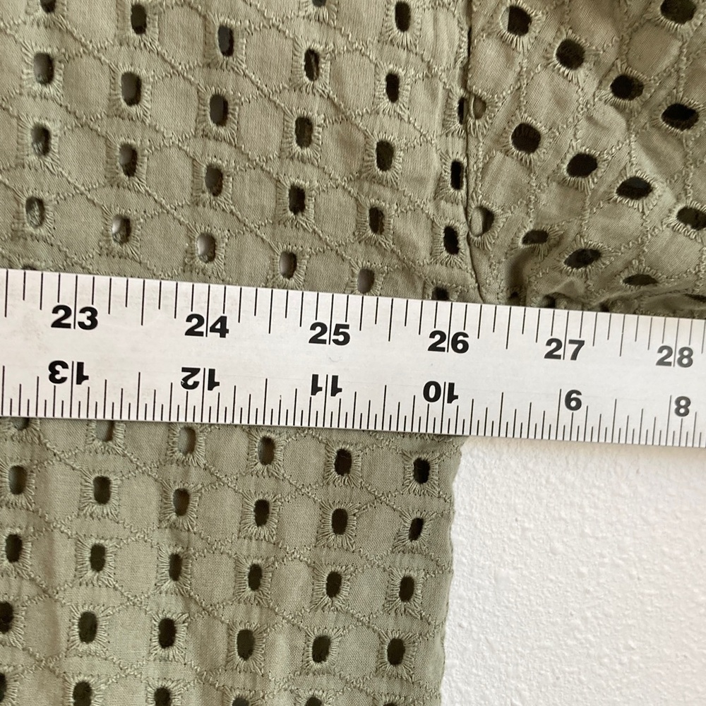 By Anthropologie Collared Eyelet Duster One Size Olive Green - Picture 3 of 8